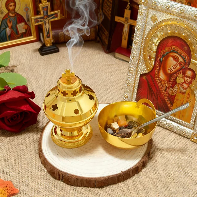 Neu2026 Kirchenzubehör Hochglanzpolierter Vergoldeter Hängender Weihrauchbrenner Orthodoxes Weihrauchfass Kirchen- und Heimdekoration Katholisches Weiherglas – Detail 6