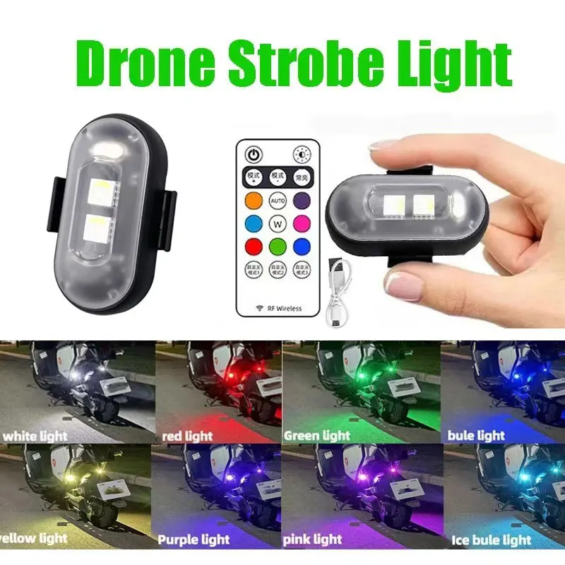 Motorcycle LED RGB Warning Light Universal Mini Signal Light Drone With Controller Strobe Light 7 Color Indicator Safety Lights