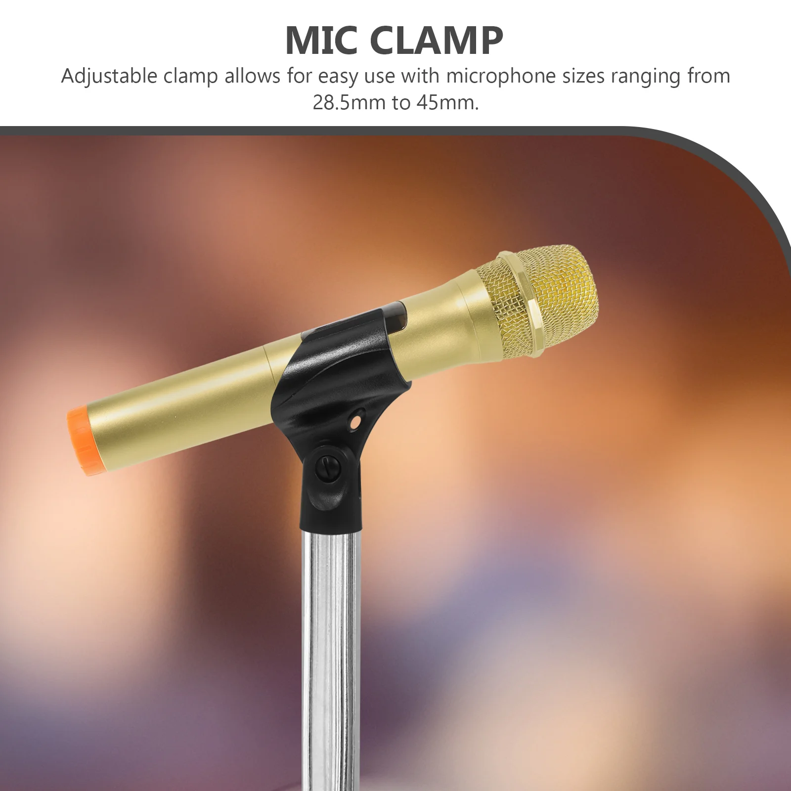 

Portable Mic Stand Clip Holder for Microphones 285mm to 45mm Range Durable Plastic Copper Material Stable Grip