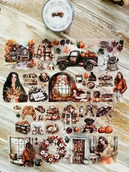 SCS Studio Vintage Fables Of Fall Girl Washi PET Tape for Card Making Decoration DIY Scrapbooking Plan Stickers