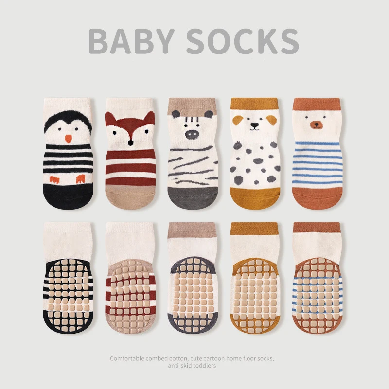 Fashion Baby Floor Socks Cute Animal Design Non-Slip Newborn Floor Socks Soft Cotton Toddler Short Tube Socks For Kids