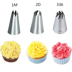 #1M#2D#336 Cream Piping Nozzles Large Size Stainless Steel Cupcake Pastry Nozzles For Decorating Cake Tools Kitchen Cake Tips