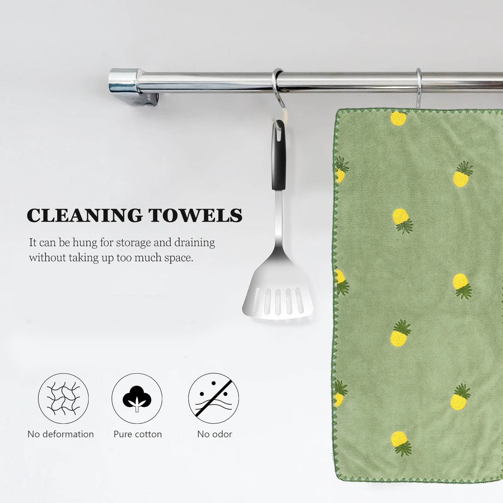 

2 pcs Fruit Pattern Coral Fleece Hand Towels Water Absorbent Reusable Washcloth For Kitchen Bathroom Cleaning Household Wipe