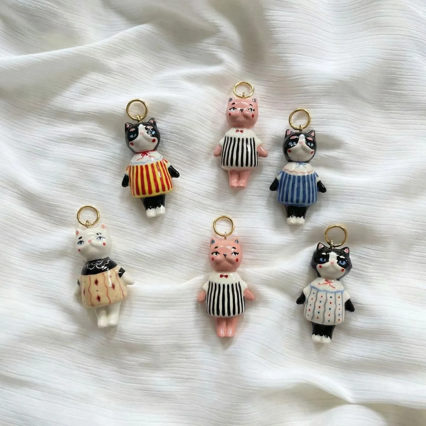 Cute animal, kitten, striped clothes, drip style, DIY accessories, pendant, gift