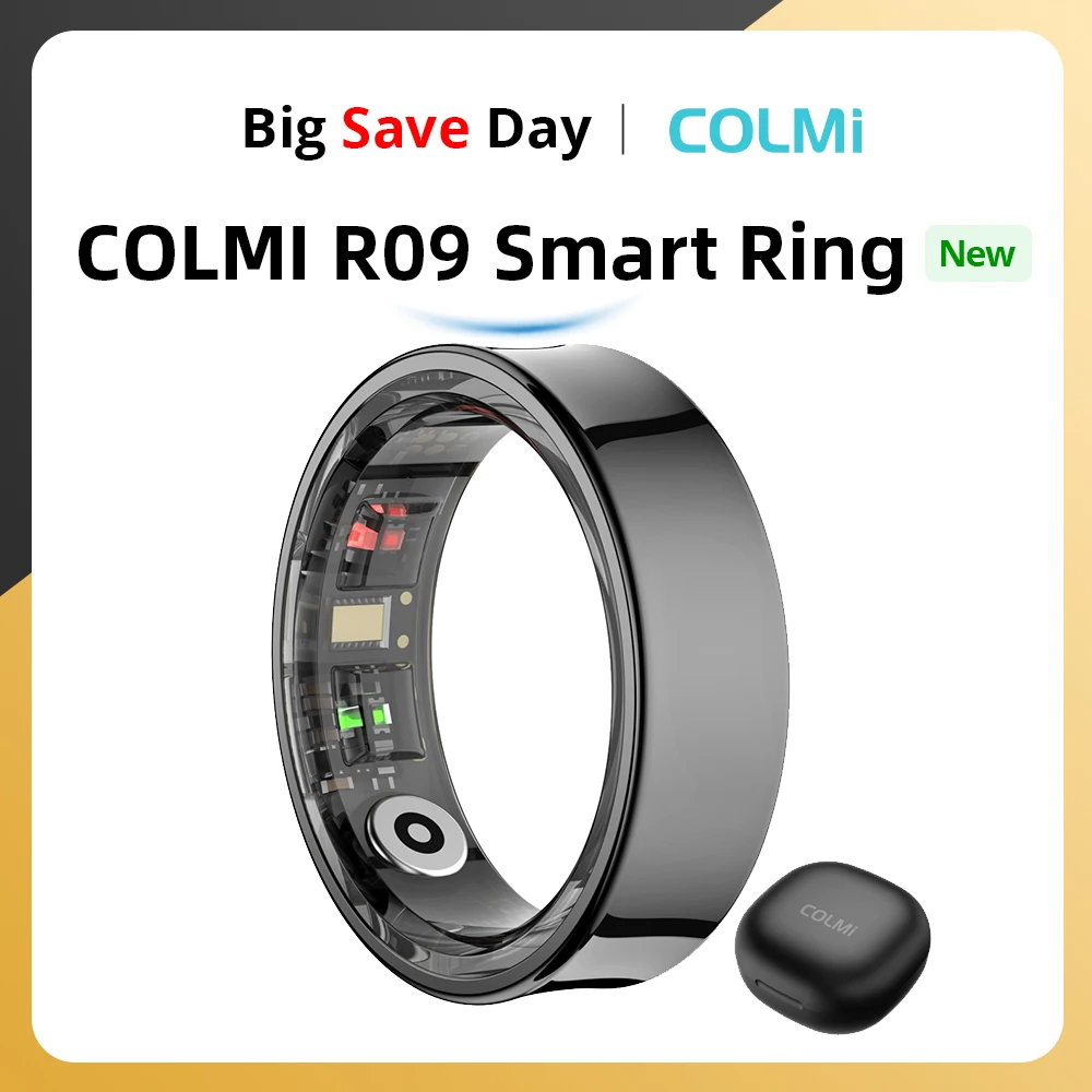 2024 COLMI R09 anillo inteligente hombres mujeres con estuche de carga, Monitor de salud y sueño de temperatura corporal para teléfono Xiaomi Samsung