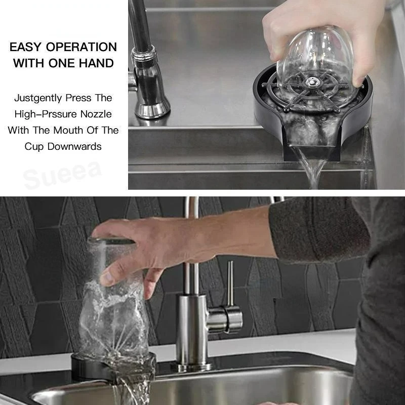 Glass Washing Machine Automatic Cup Washer Faucet Glass Rinser for Kitchen Sink Glass Rinser Cleaning Sink Accessories