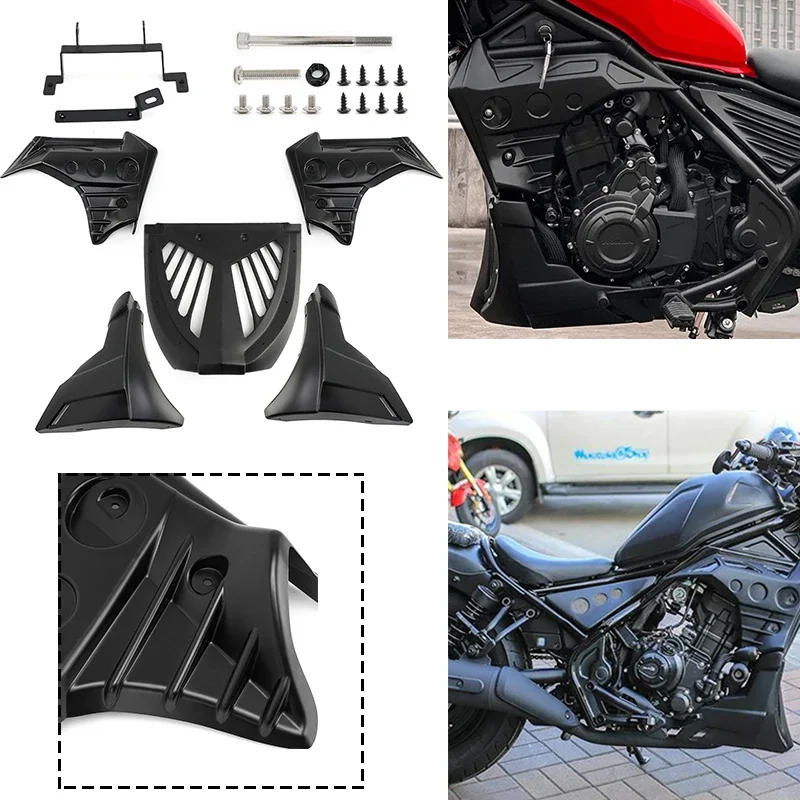 Matte Black Motorcycle Engine Guard Cover Lower Spoiler Belly Pan Fairing Mounting Bracket For Honda Rebel CMX 300 CMX 500 17-up