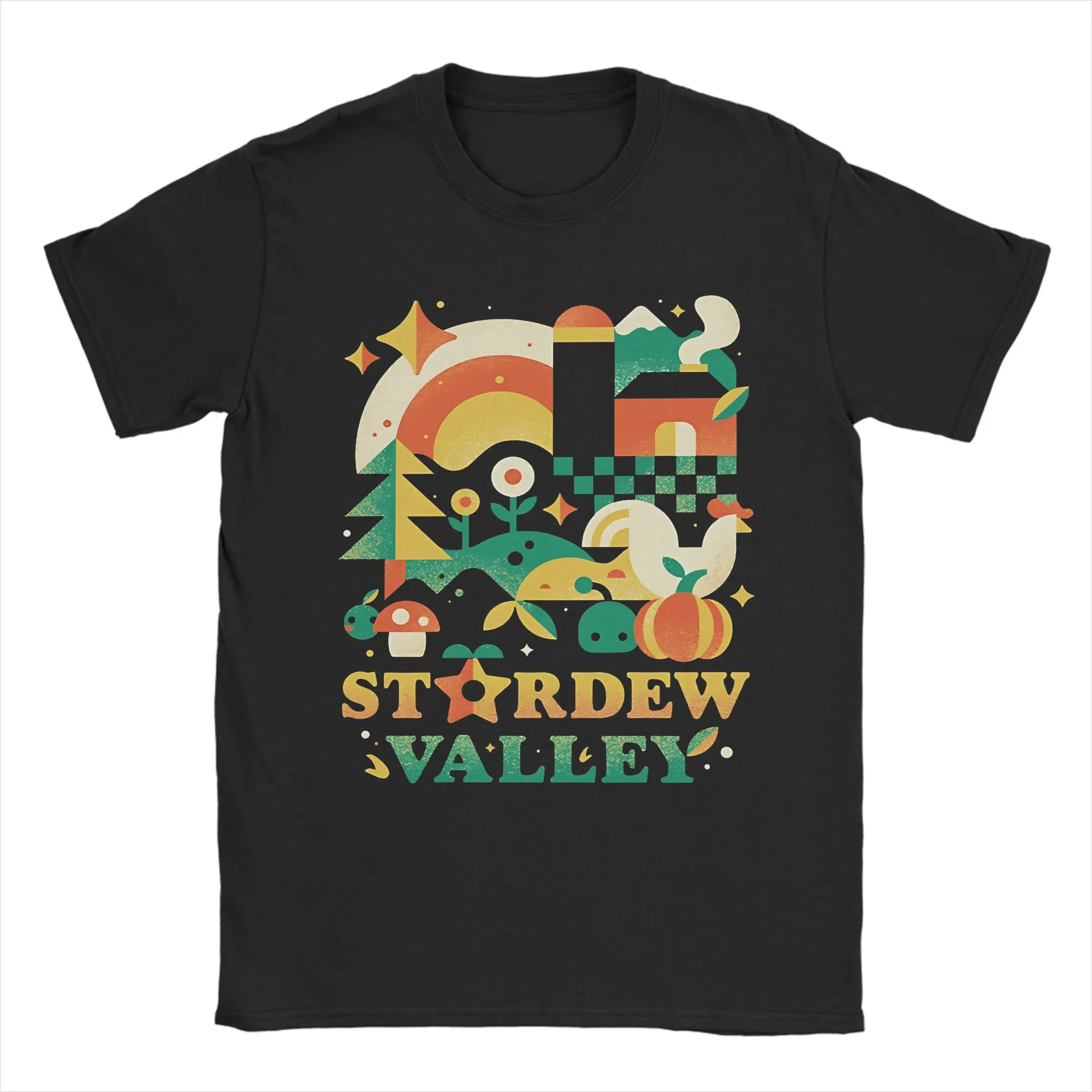 

Мужские футболки с героями мультфильмов «Игра Stardew Valley», забавная футболка, футболки с короткими рукавами и круглым вырезом, топы больших размеров из 100% хлопка