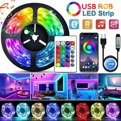 USB LED 스트립 조명, RGB 5050 LED 조명, 앱 제어, 유연한 램프 테이프, Luces LED 다이오드 리본, 방 장식, TV 백라이트, 1-30m