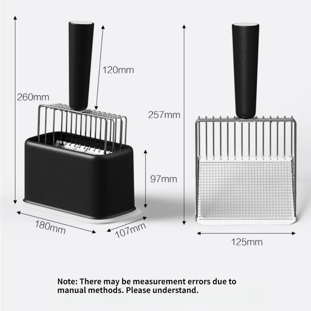 Metal Cat Litter Shovel Set with Base Detachable Portable Plastic Pet Supplies Fine Hole Cat Litter Shovel Stainless Steel