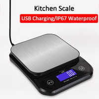 Rechargeable Digital Kitchen Scale 10kg/1g 5kg/0.1g Stainless Steel Weighing Electronic Scales Cooking Baking Food Scales