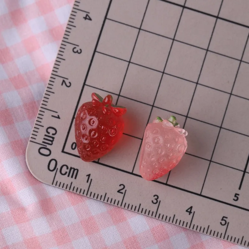 5pcs Mini Strawberry Jelly Strawberry Model Resin Gradient DIY Cute Hair DIY Craft Charm Desktop