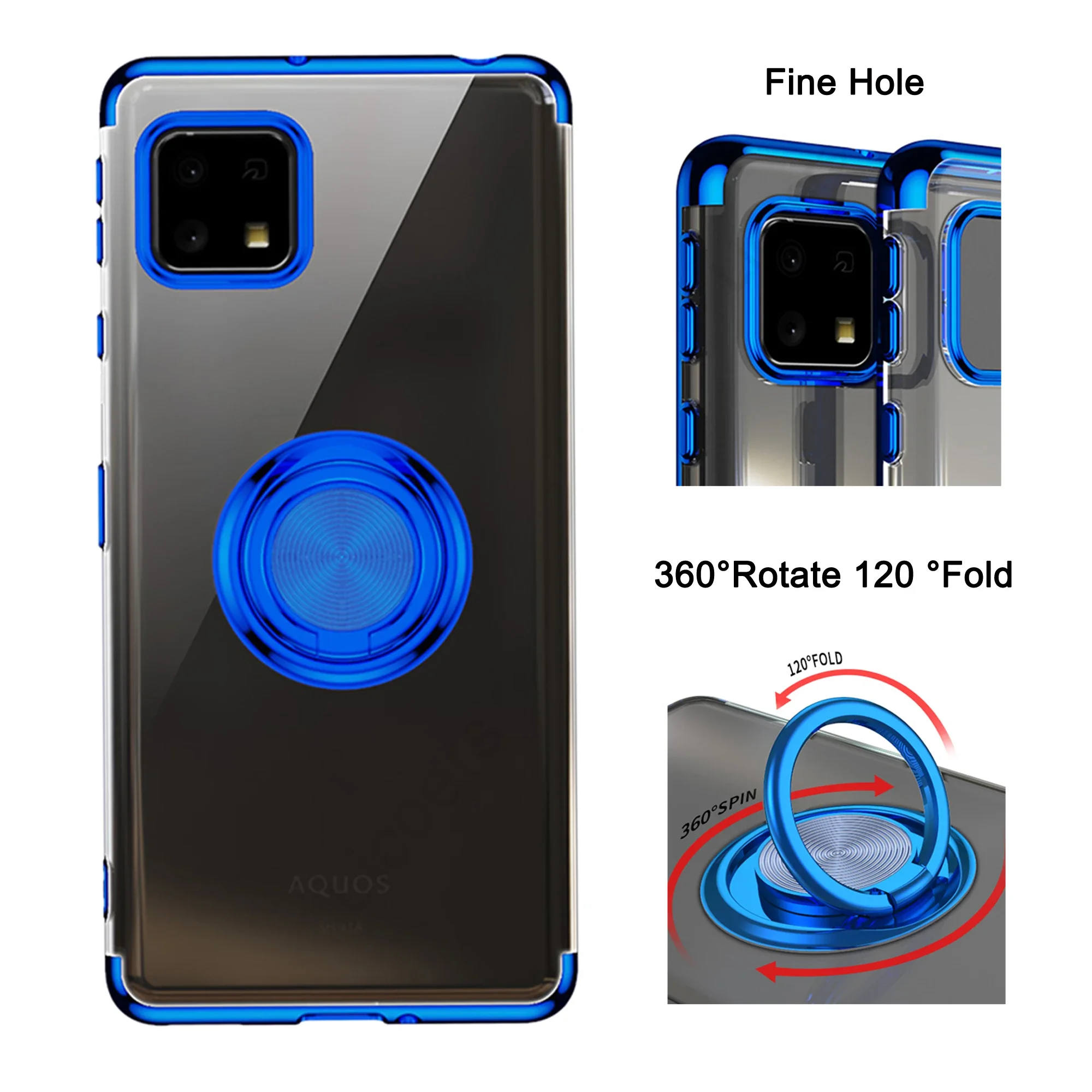 Funda para Sharp Aquos Sense R10 R9 10 9 8 7 Plus 6 4 R8 R7 Wish 3, Carcasa con Anillo de Soporte, Soporte para Coche, Silicona Suave