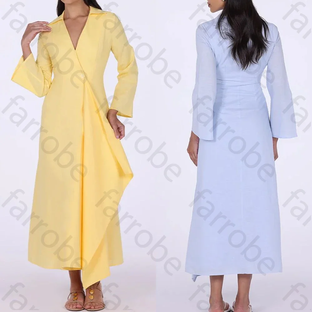 

Customized Buttoned Wrap Shirt Dress A-Line Evening Dresses Formal Modern Exquisite High Quality Prom Party Gowns for Women