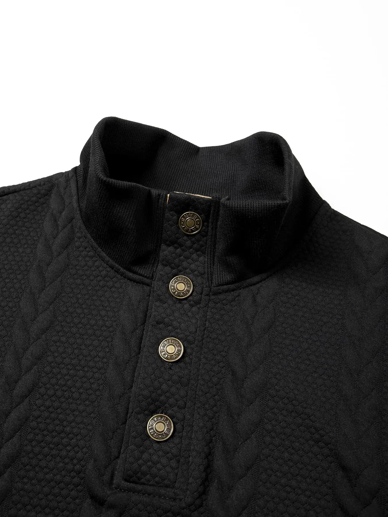 Frühling Herbst männer Casual Stehkragen Langarm Jacquard Gestrickte Pullover Pullover Taste Stehkragen Henry Sweatshirt – Detail 8
