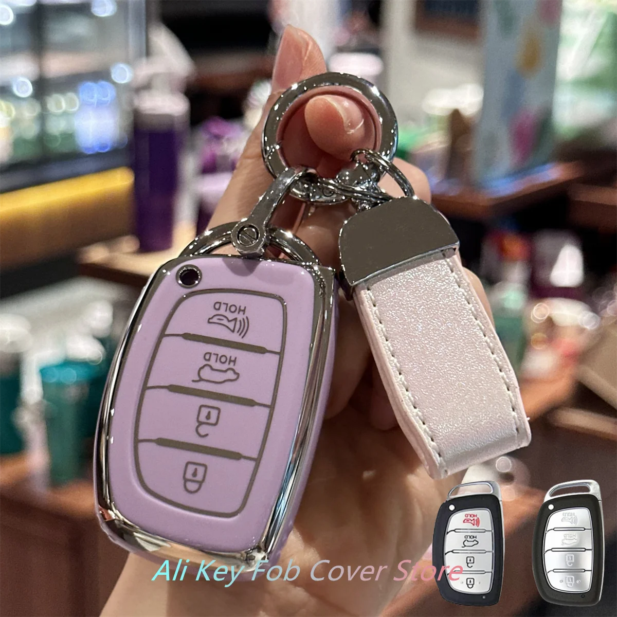 Key Fob Cover with Keychain Lanyard for Hyundai Elantra Ioniq Sonata Tucson Elantra GT Keyless Entry Smart Key Case