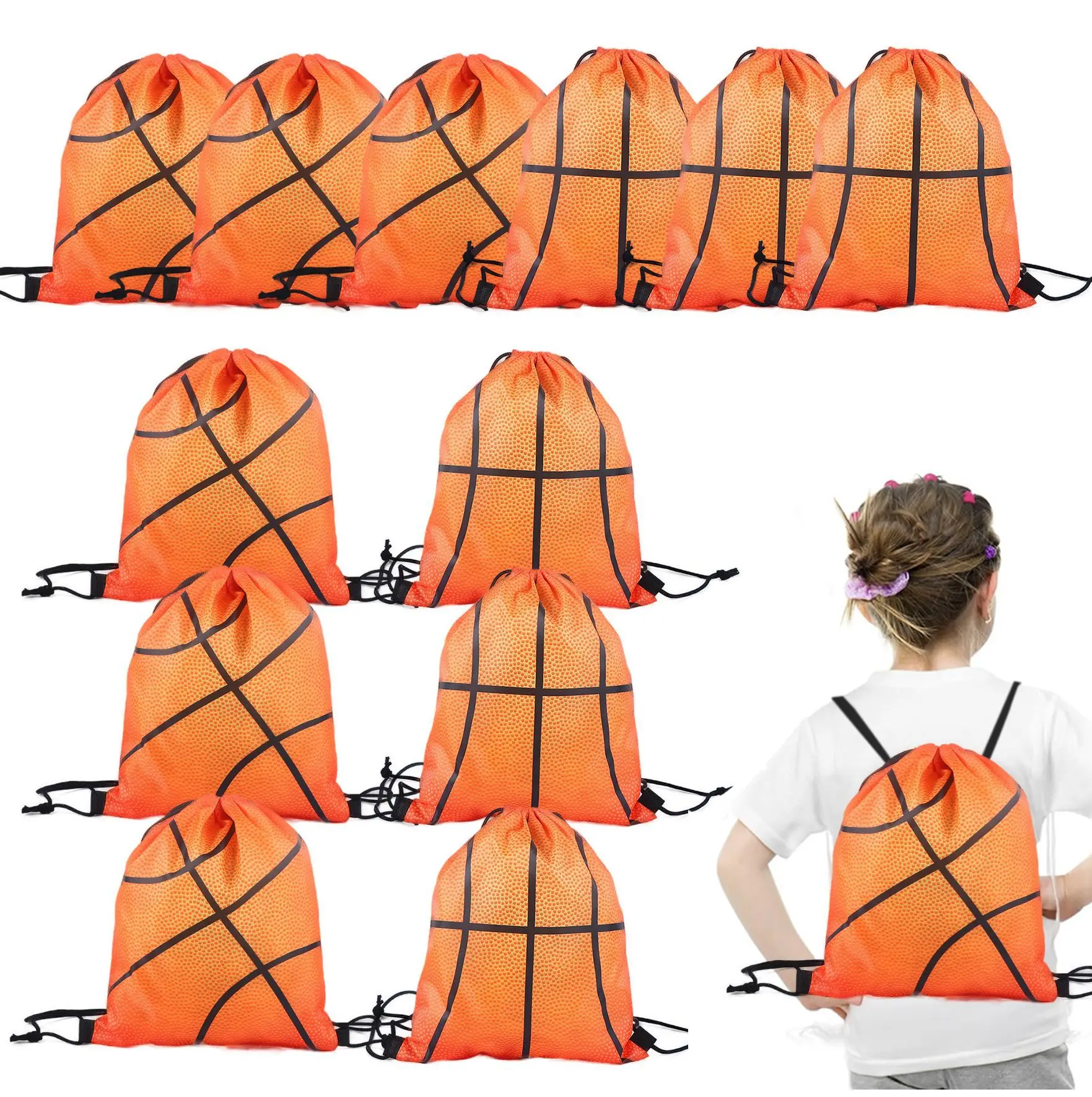 

Children's basketball backpack bag digital printed polyester drawstring bag outdoor sports drawstring bag