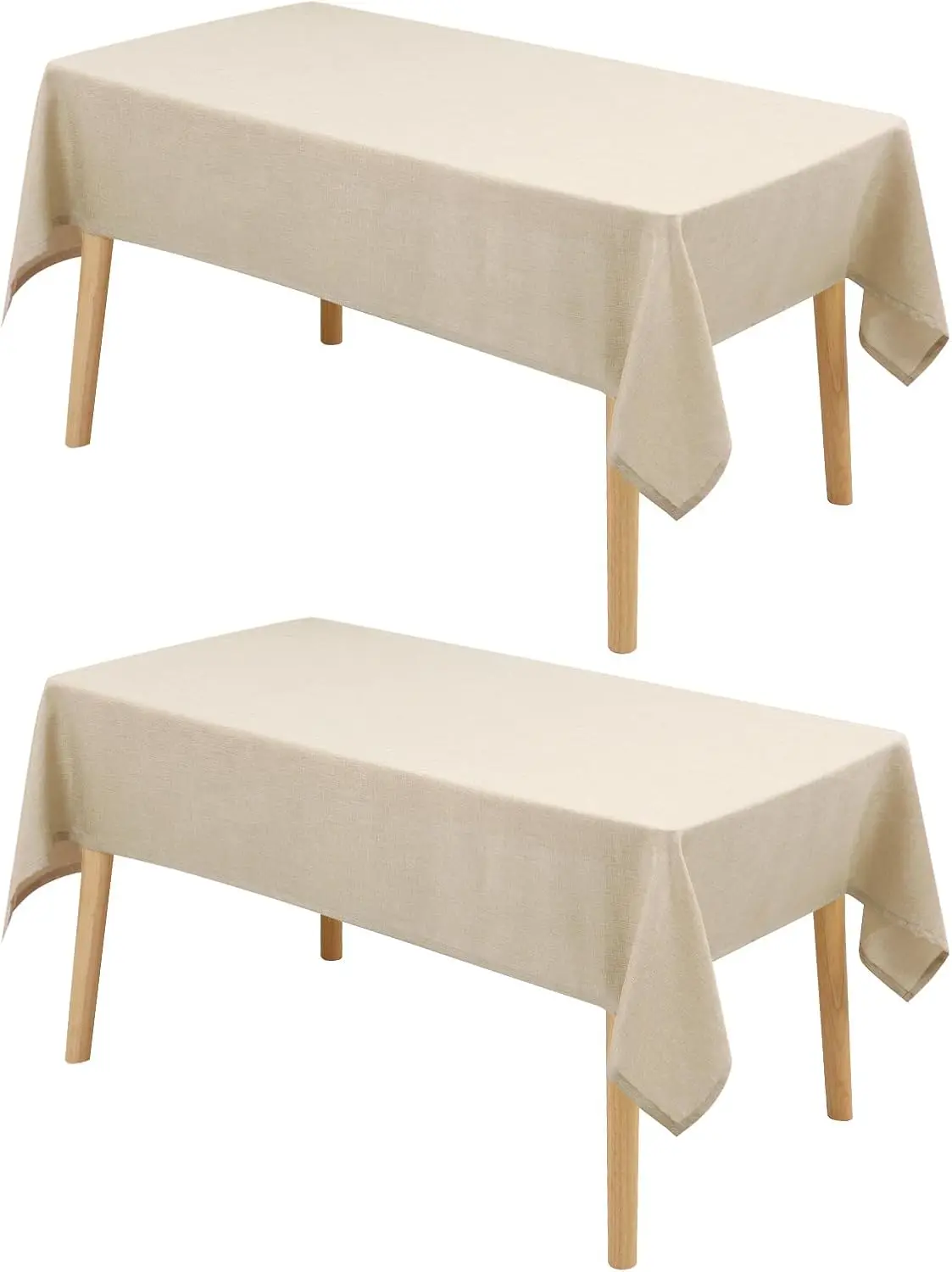 

2 Pack Faux Linen Rectangle Tablecloth - Wrinkle and Stain Resistant Washable Table Cloth for Kitchen Dining Room Holida