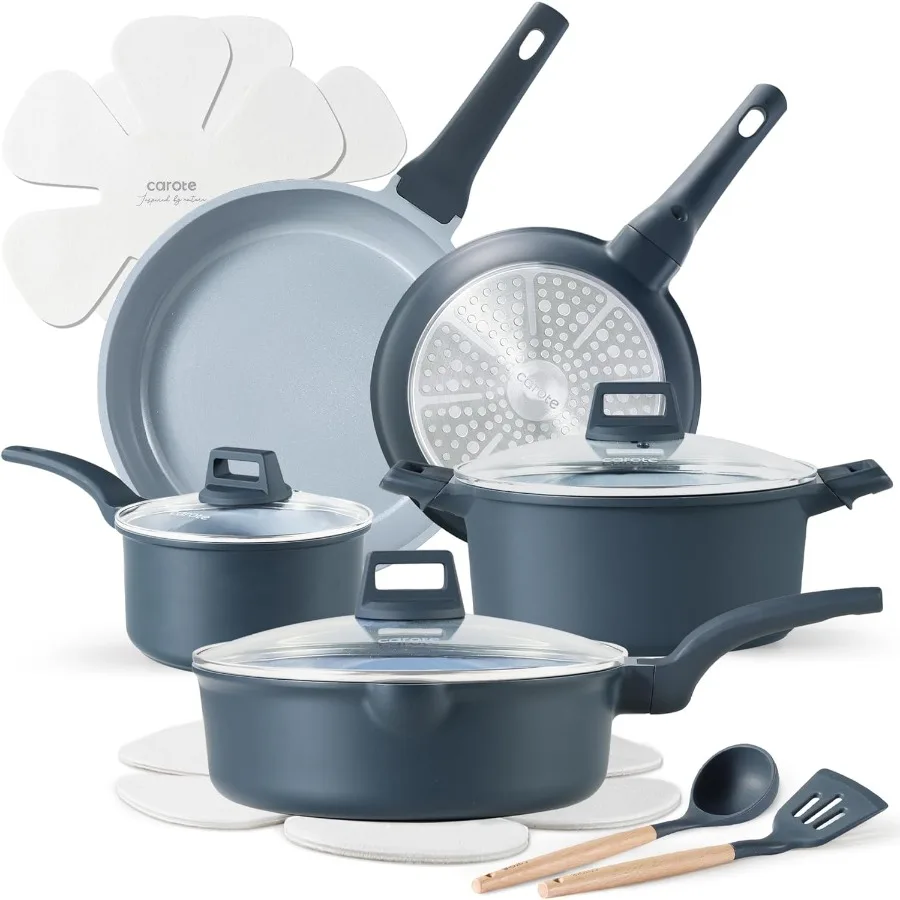 

14 Pcs Ceramic Cookware Set Pots and Pans Set Non Stick with Ceramic Coating Induction Kitchen Sets