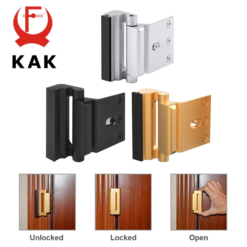 

KAK домашний защитный дверной усиленный замок, безопасные дверные замки с защитой от детей, выдерживают 800 фунтов, засов, защелку, противоугонный дверной замок