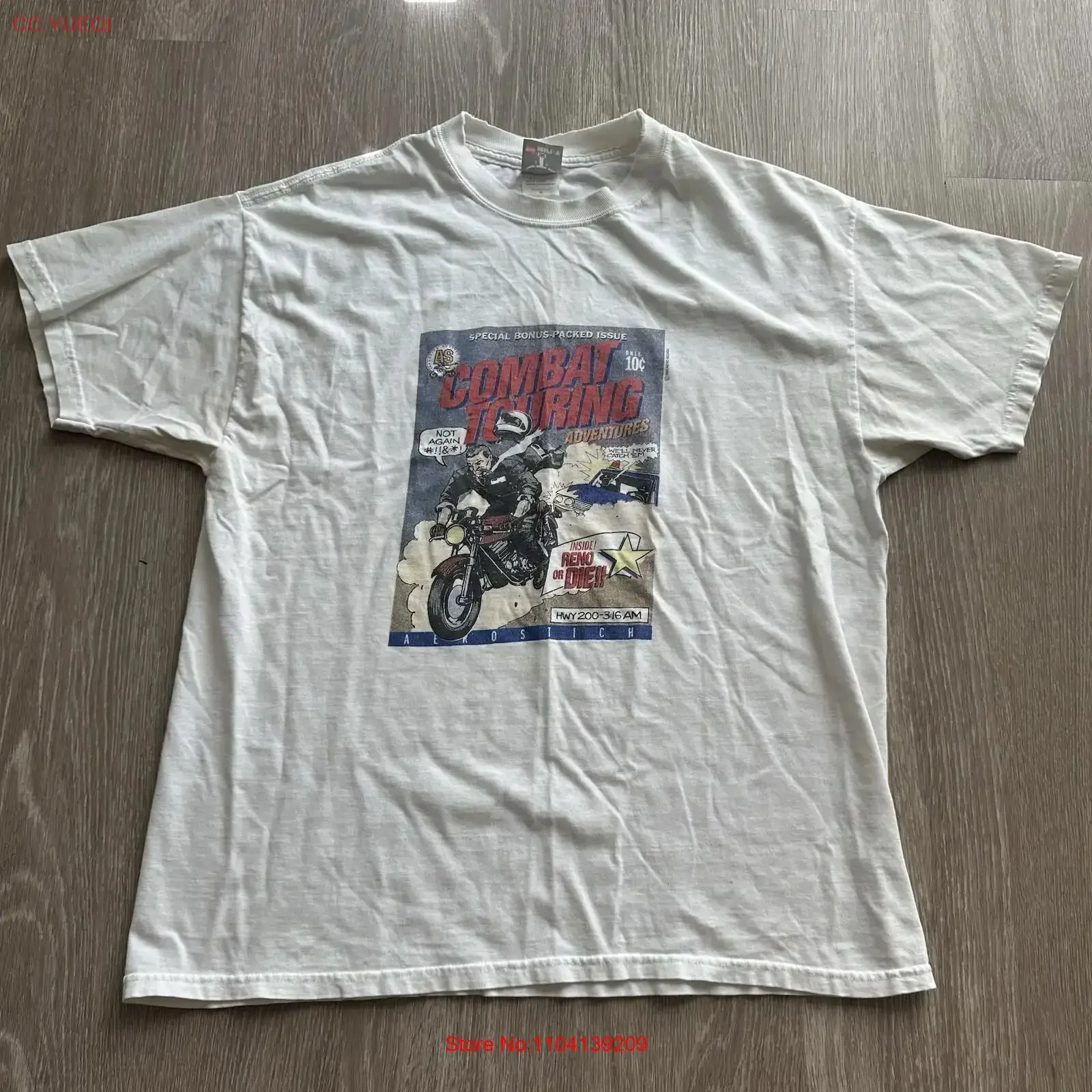 VTG Aerostitch Riderwear Motorcycle Biker Equipment White T Shirt Sz Large 1993 vintage Washed streetwear Breathable Versatile