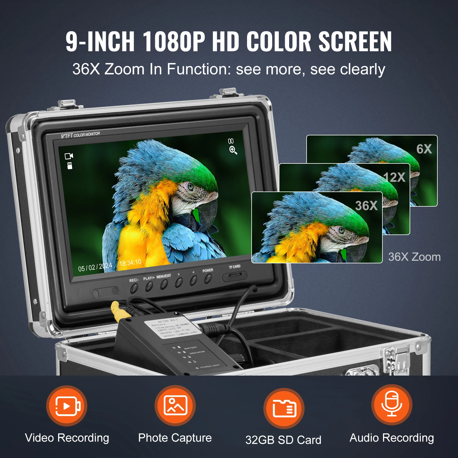 SucceBuy Sewer Camera 165 ft/50 m Self-Leveling Drain Inspection Camera with 9" 1080P HD Screen and 512Hz Locator for Duct Pipe