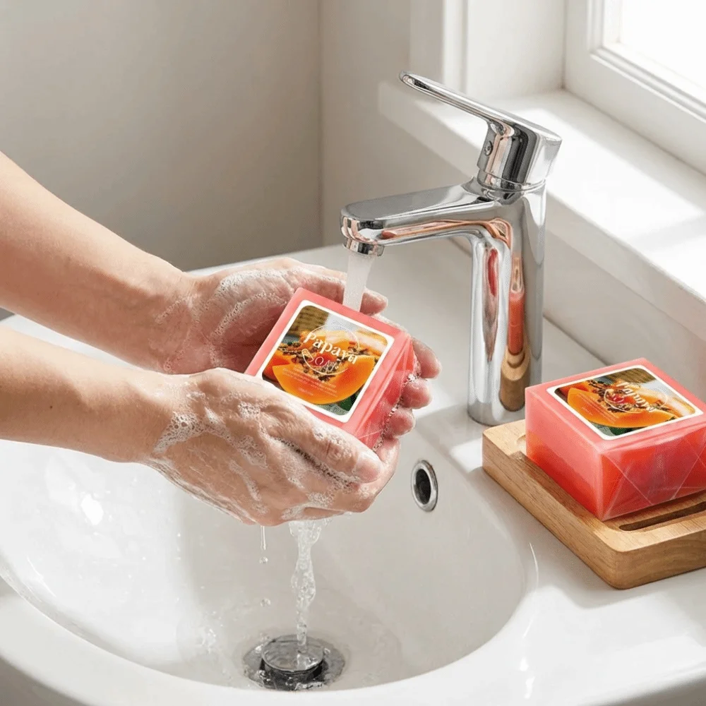 Vitamin C Papaya Extract Soap Deep Cleansing Nourishing Nourishing Handmade Soap Moisturizing Gently Essential Oil Soap Bathroom
