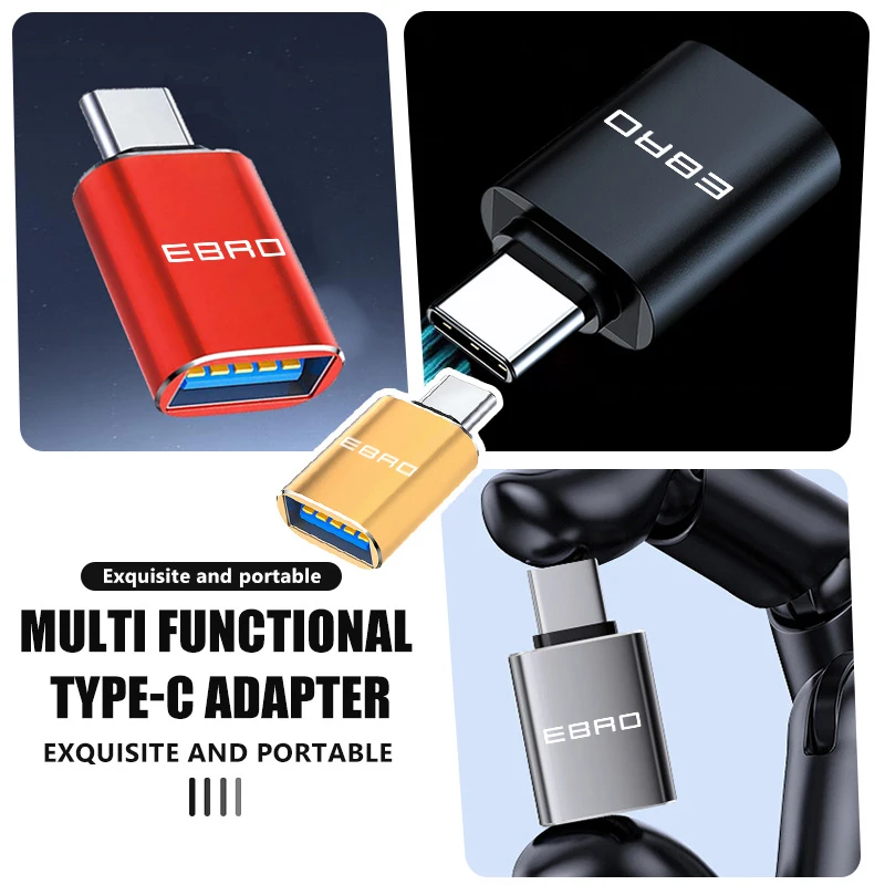 Type C To USB Port Converter Car Charging Cable Adapter Interior Accessories For Ebro S400 S700 S800 Omoda 5 C5 Jaecoo J7 J8