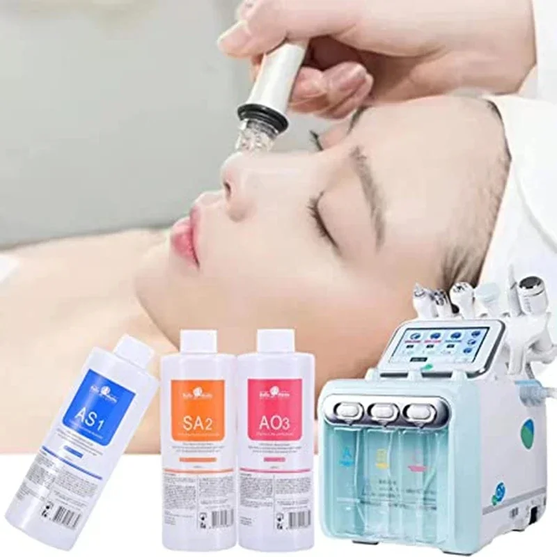 3 Pc 1200ml Aqua Peel Solution AS1 SA2 AO3 Facial Dermabrasion Skin Care Deep Cleaning Face Serum Korea Bubble Solution