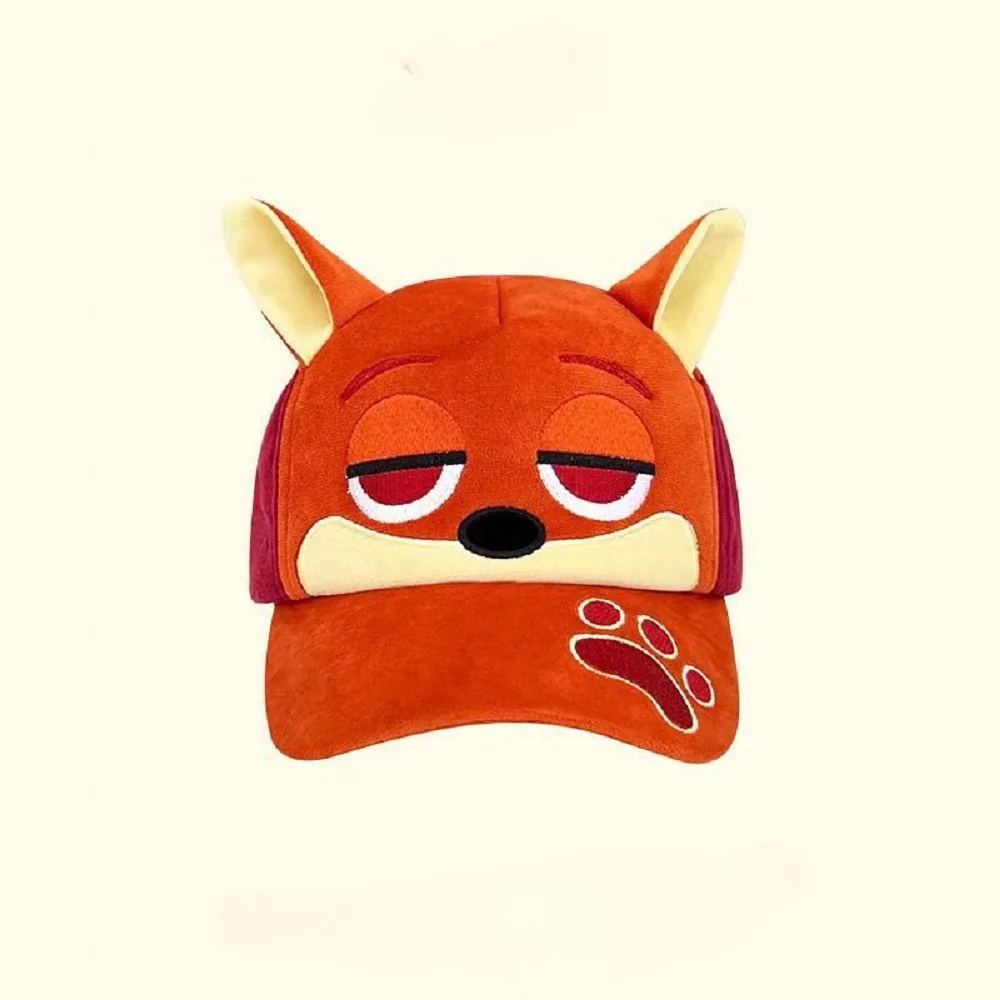 Cute rabbit Judy plush baseball cap with wide brim, big face, small face, warm standing ears, duck tongue hat