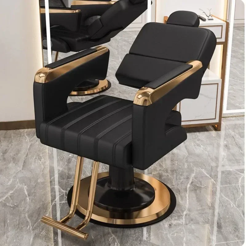 หรูหราออกแบบตัดผมเก้าอี้ Reclinable แบบพกพา Beauty Salon ตัดผมเก้าอี้หมุนไฮดรอลิก Cadeira De Barbeiro เฟอร์นิเจอร์