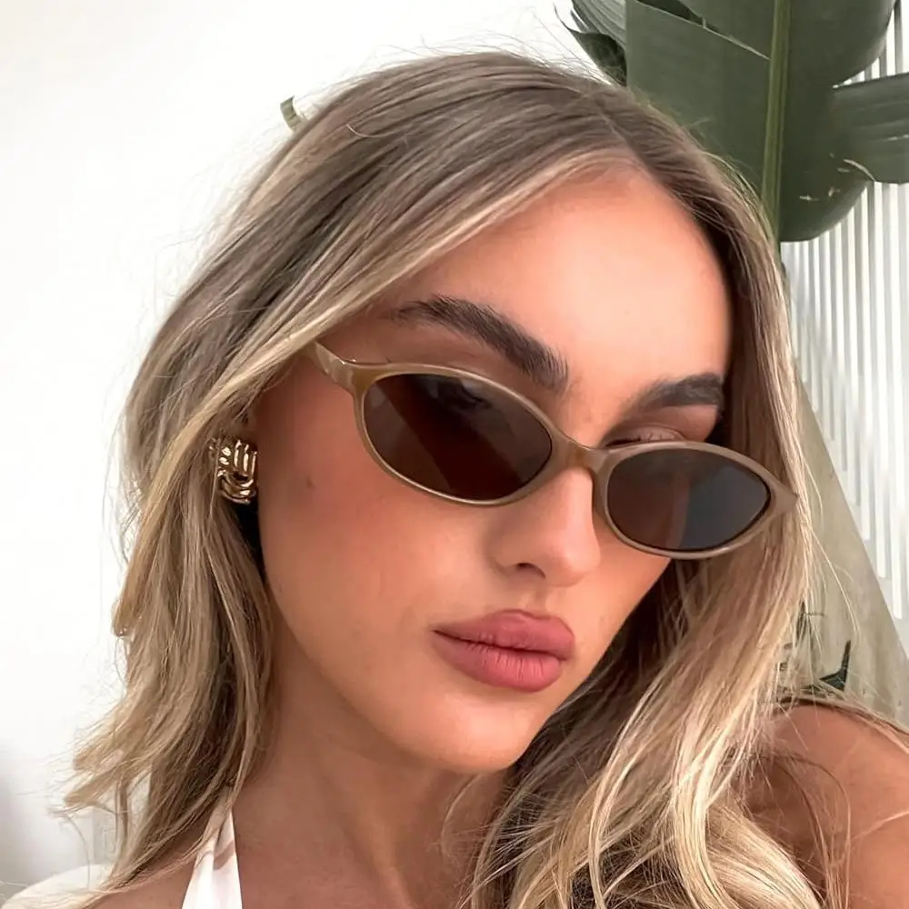 Fashion Oval Simple Literary Sunglasses Women Retro Small Frame Cat Eye Commuting UV400 Sunglasses Design Travel Sunglasses NEW