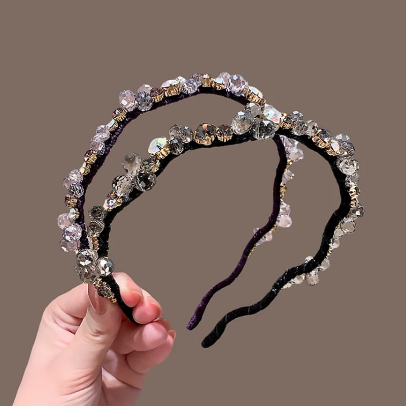 New Crystal Hairband For Women Lady Elegant Hair Ornament Outdoor Headband Hair Hoop Fashion Hair Band Hair Accessories Headwear