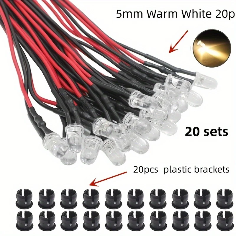 20 stks/50 stks 5 MM LED 9 V-12 V Pre-wired Micro LED LED voor Model Combinatie DIY Wit, rood, blauw, groen, geel Kit