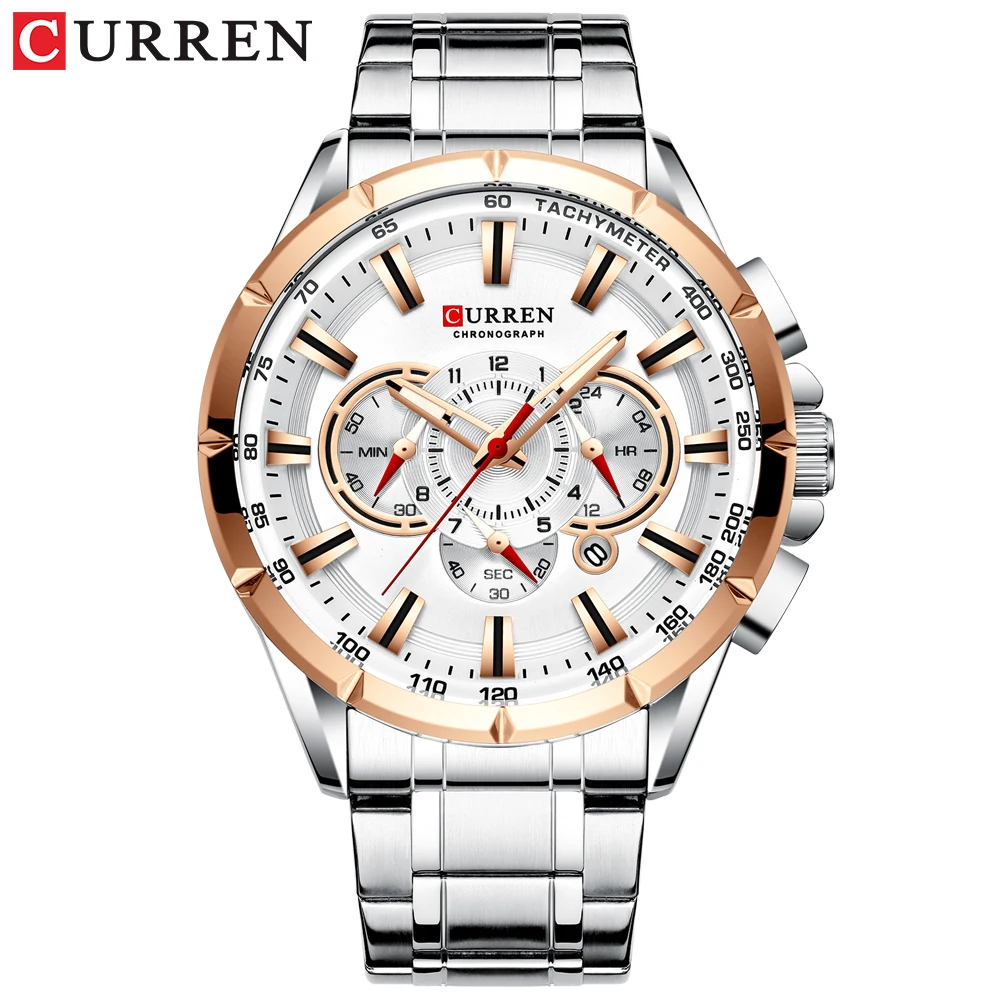 Curren 8363 Men Watch Business Stainless Steel Quartz Casual Fashion Wristwatch 6-Hand Luxury Relogio Masculino