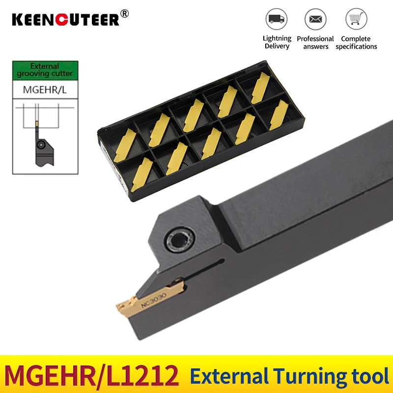 1PC MGEHR1212-1.5/2/3 Grooving Tool Holder 10pc MGMN Carbide Insert MGEHR cnc Straight Shank External Turning Tool Lathe Bar