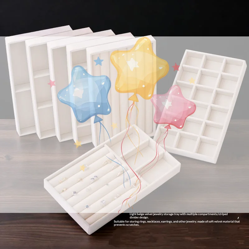 4/6/8Pcs/Set Flocking Jewelry Box And Jewelry Tray Perfect For Storing And Organizing Various Small Jewelry