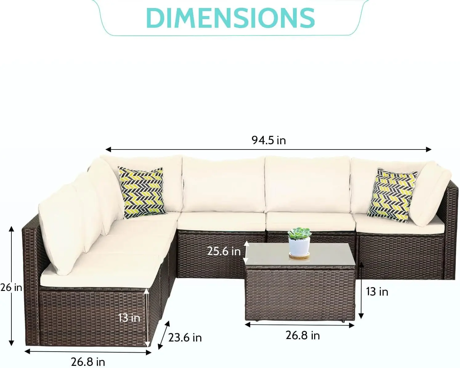 Patio Furniture Set Outdoor Furniture Wicker Conversation Set Sectional Sofa and Coffee Table Wicker Patio Conversation Sets