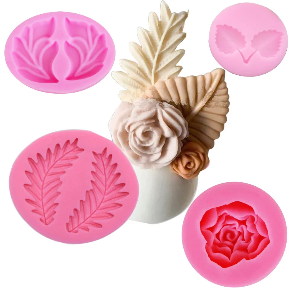 Rose Leaf Seaweed Flowers Silicone Mold Chocolate Wedding Cake Decorating Tools DIY Baking Fondant Clay Sugar Candy Sculpey M541