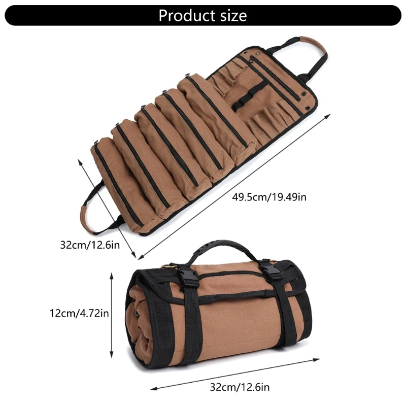Solid Roll Up Tool Bag Tool Tool Tool Organizers Roll Up พร้อมการออกแบบแขวนสำหรับรถลำตัวใช้โรงรถใช้เคสจัดเก็บ M4YD
