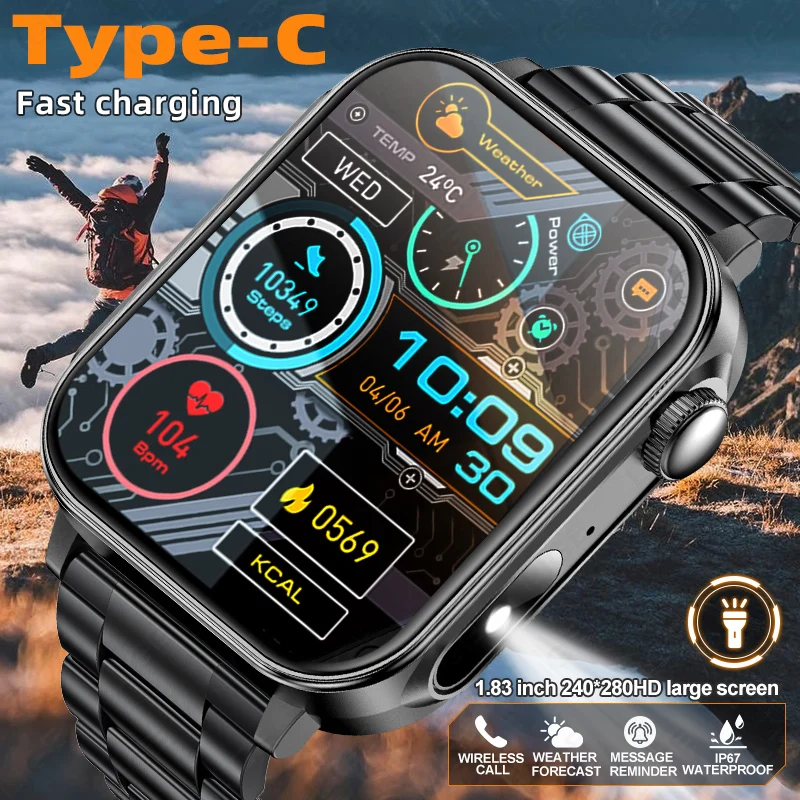 

2025 New For XIAOMI BT Call Smart Watch Health Fitness Tracking Waterproof IP67 Alarm Clock Chronograph Smartwatch for Men Women