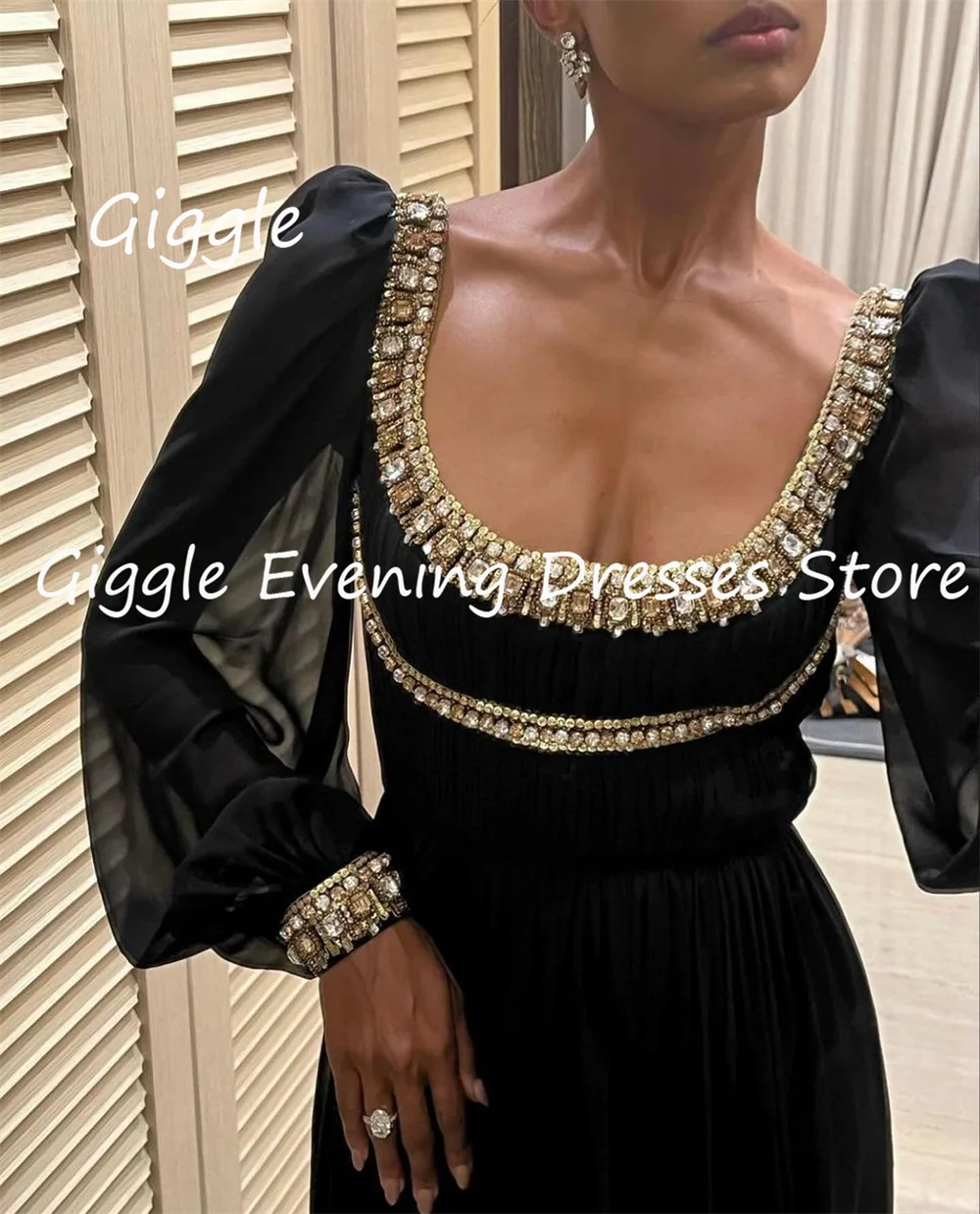 Giggle Chiffon A-line O-neck Beading Formal Elegant Prom Gown Ankle-length luxury Evening Pretty Party Dresses for Women 2023