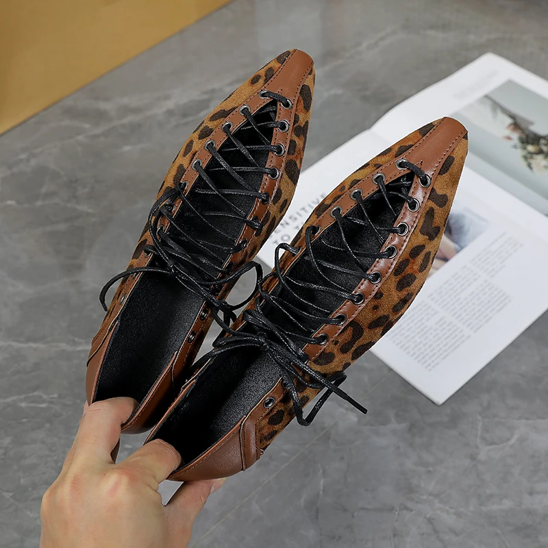Women’s Suede Lace-up Ballet Flats Gentle Evening Wind Style Mary Janes Comfortable Versatile Casual & Commuter Shoes