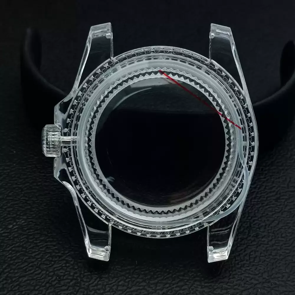 NH35 케이스 GMT 케이스 녹색 빛나는 시계 케이스 40mm 투명 아크릴 시계 케이스 NH34 NH35 NH36 NH38 무브먼트 맞는 28.5 다이얼