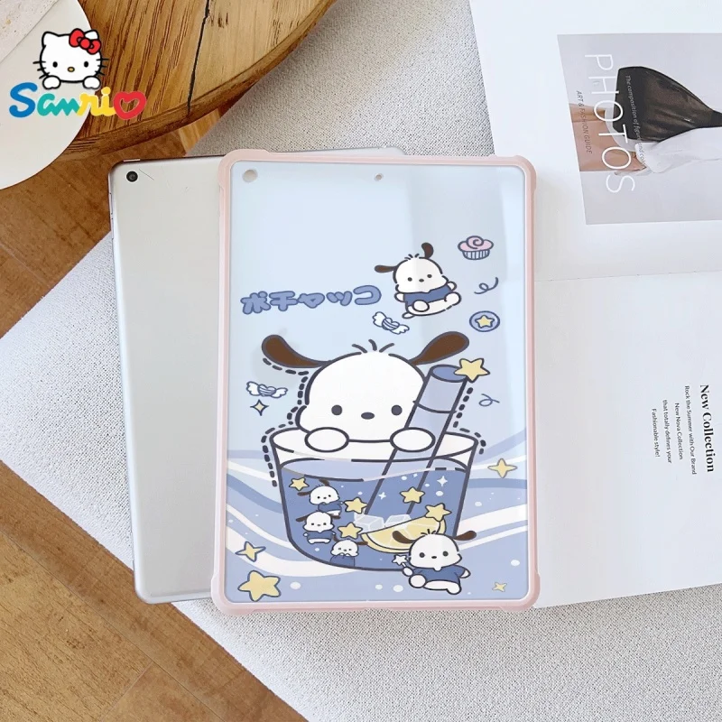 

Розовый прозрачный чехол для iPad с рисунком Sanrio Pochacco, подходит для iPad Pro 2022/2024, iPad Air 3/5, iPad Mini 6, iPad 6/10