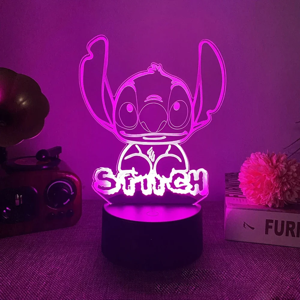 3D Night Light Stitch cartoon with Remote Control and Smart Touch Room Decor Lamp Birthday Valentine\'s Day Christmas Gifts