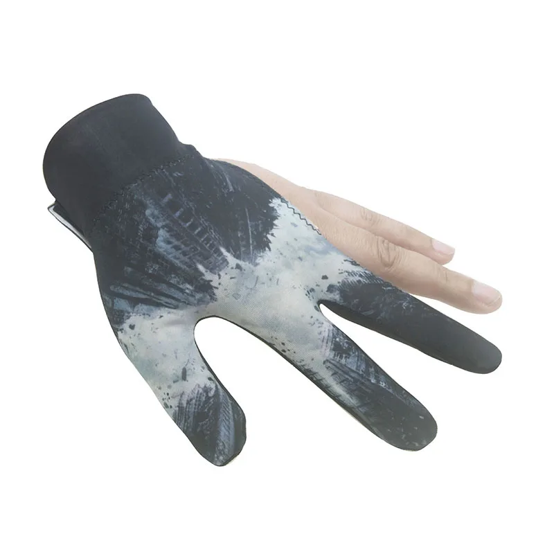 1Pc Three Fingers Full-Finger Snooker Pool Cue Billiard Glove for Left Hand Lycra Fabrics Embroidery Billiard Accessory