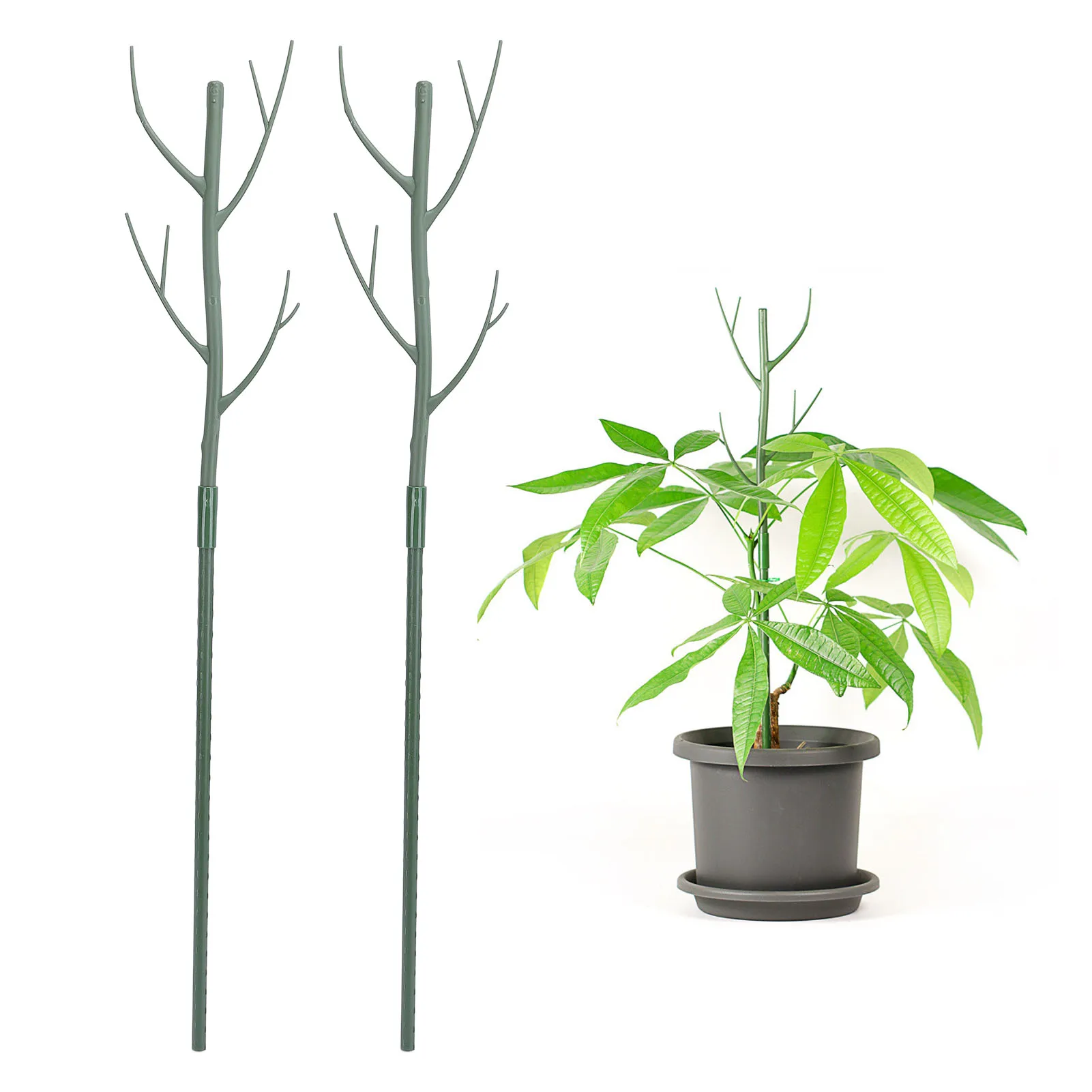 6Pack Plant Support Stakes 43.3inch Twig Plant Sticks With Orchid Clips Twist Ties And Plant Ties For Indoor Plants