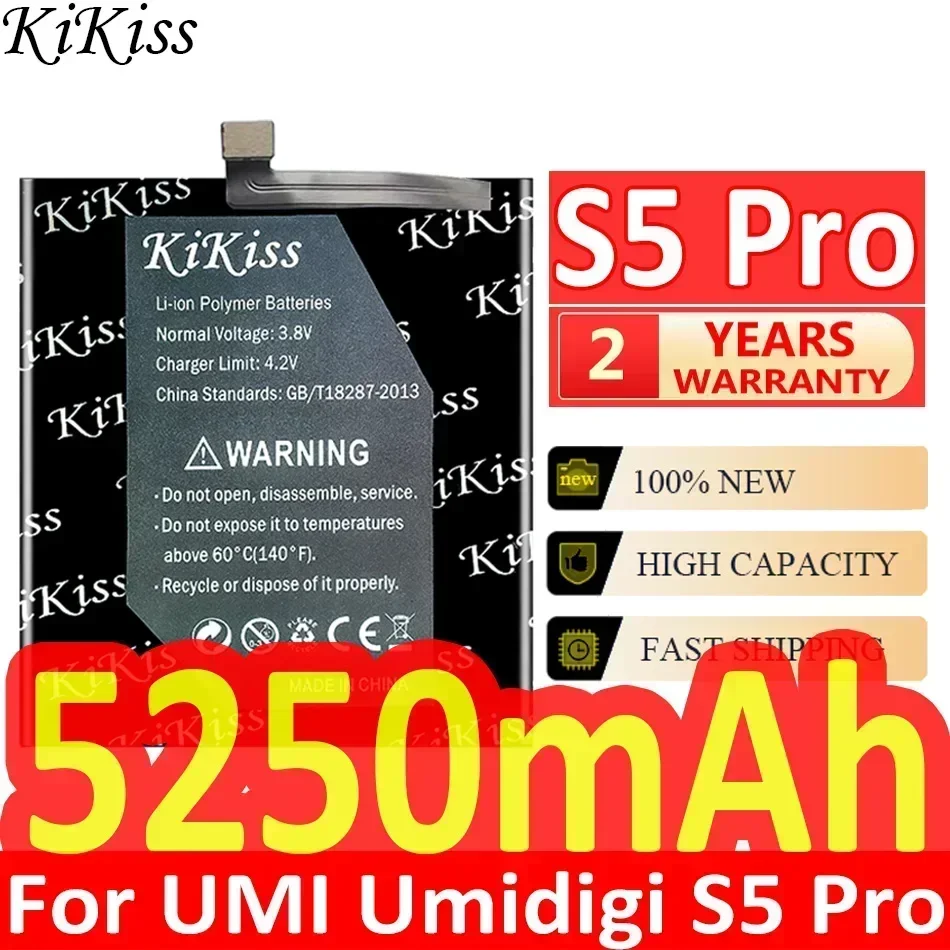 

KiKiss Battery for UMI Umidigi S5 Pro S5Pro 5250mAh New Parts Phone Accessory Accumulators