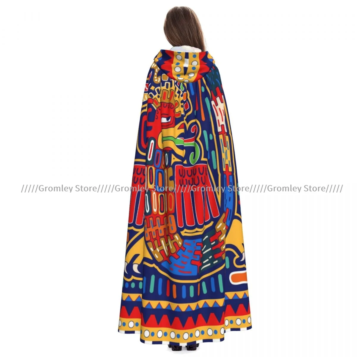 Adult Aztec Ethnic Cloak Cape Hooded Medieval Costume Witch Wicca Vampire Halloween Costume Dress Coat